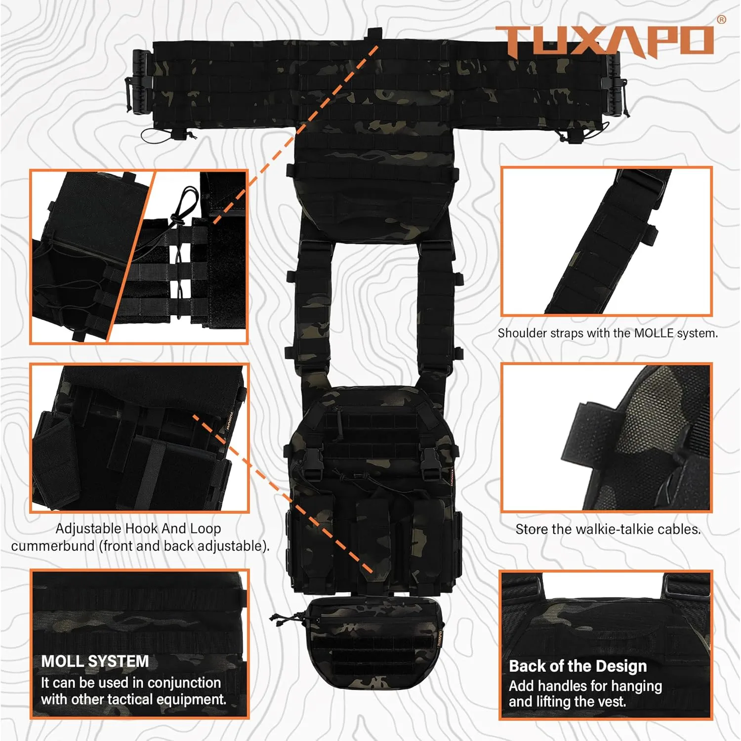 Tactical Molle Vest for Big Men with Quick Release Front Pouch Set Heavy-Duty Detachable and Reassembleable Gear