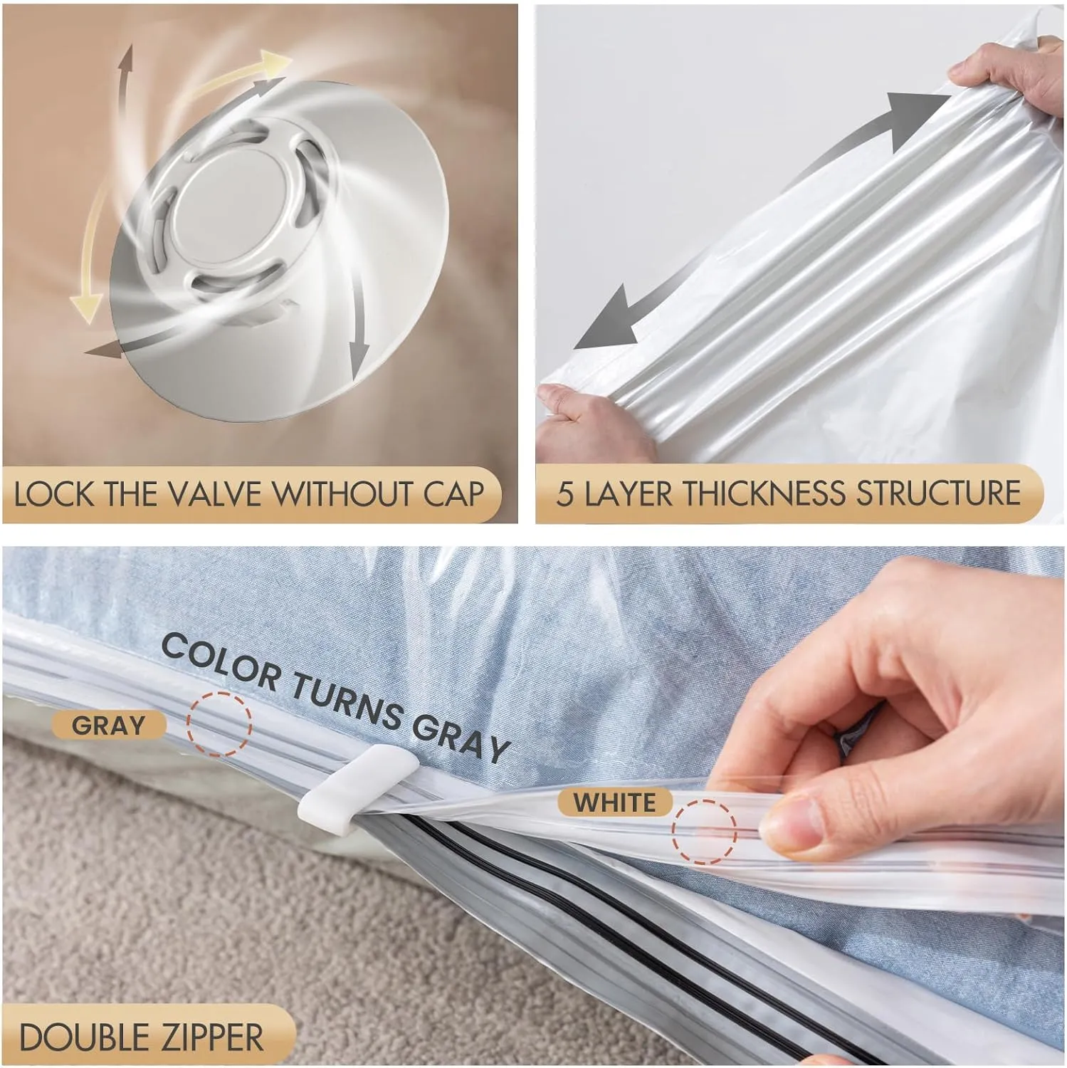 TAILI 8 Pack Vacuum Storage Bags, Jumbo Vacuum Seal Bags for Clothing (40x31 Inch), Large Space Saver for Clothes, Pillows, Bedding, Sweater, Closet Organization