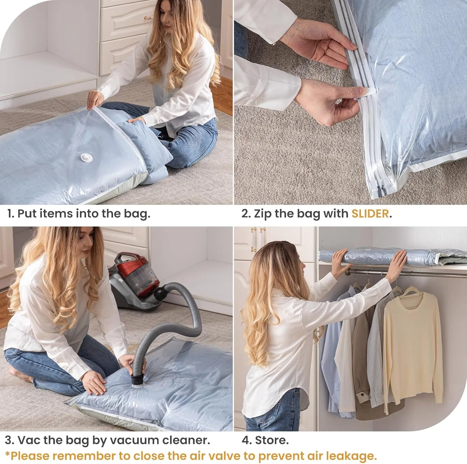 TAILI 8 Pack Vacuum Storage Bags, Jumbo Vacuum Seal Bags for Clothing (40x31 Inch), Large Space Saver for Clothes, Pillows, Bedding, Sweater, Closet Organization