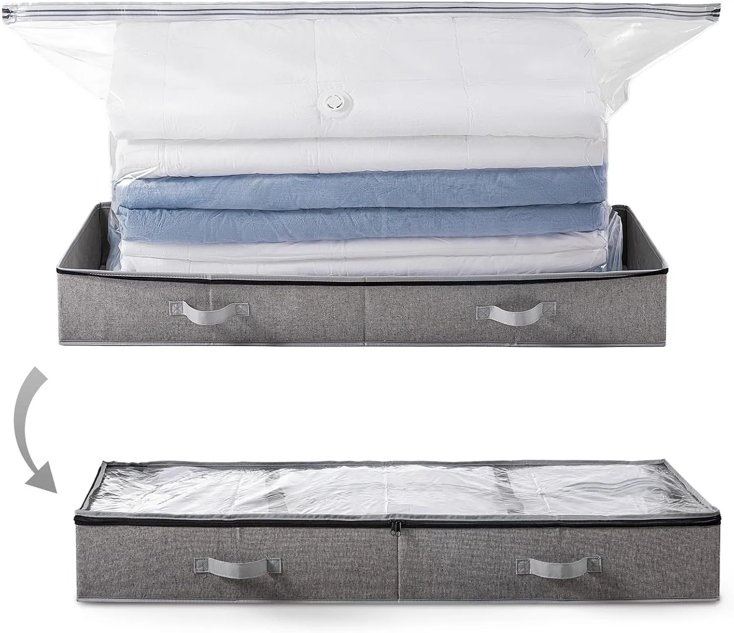 TAILI Under Bed Vacuum Storage Bags for Comforters and Blankets, Save 80% Space, Large Capacity Foldable Under Bed Storage Box for Quilts Pillow Blankets Linen, 41" x 17.7" x 6", Jumbo Vacuum Seal