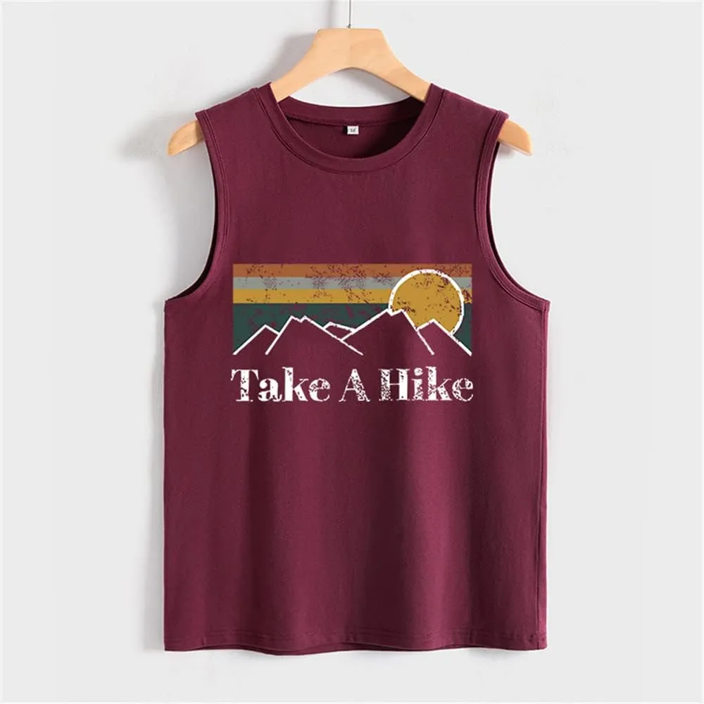 Take A Hike Tank Top Women Camping Hiking Mountain Graphic Vintage Shirt Casual Sleeveless Outdoor Vest Top