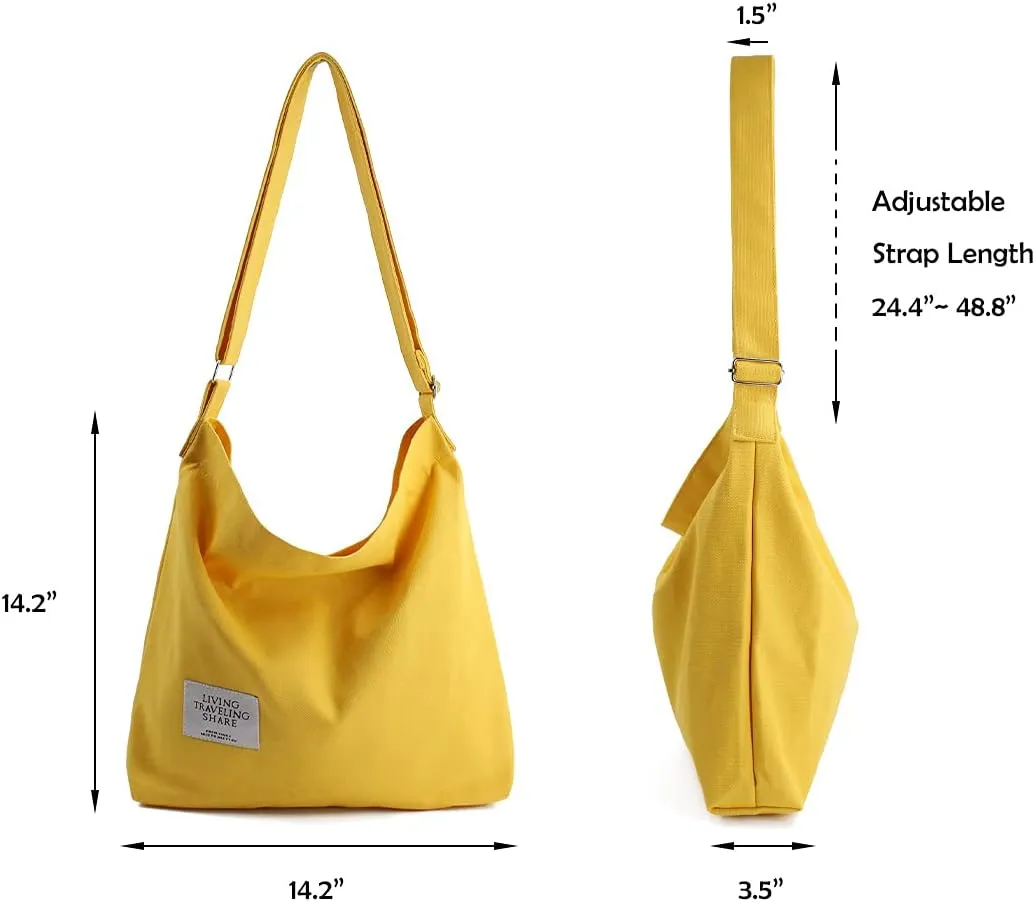 TANOSII Canvas Tote Bag Womens Hobo Handbag Casual Shoulder Bag Shopping Bag Large Size Crossbody Bag
