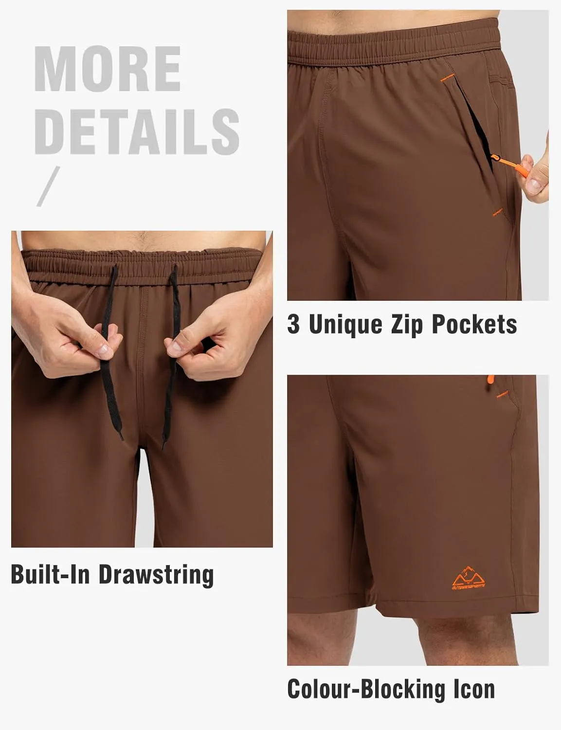 TBMPOY Men's 7" / 9" Running Hiking Shorts Quick Dry Athletic Gym Outdoor Sports Short 3 Zipper Pockets