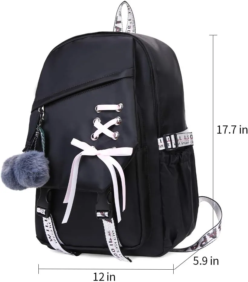 Teenage Girls Bookbag School Backpack Children Casual Daypack Schoolbag for Teens Black