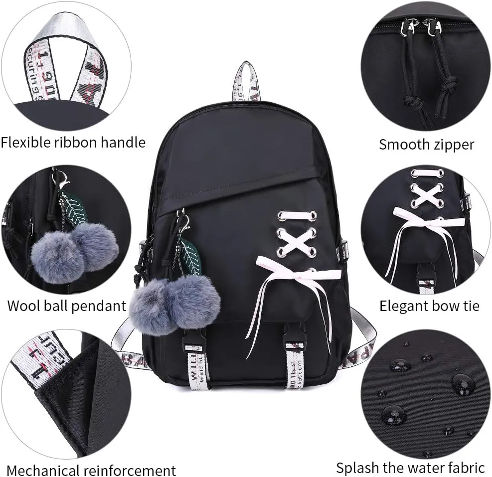 Teenage Girls Bookbag School Backpack Children Casual Daypack Schoolbag for Teens Black