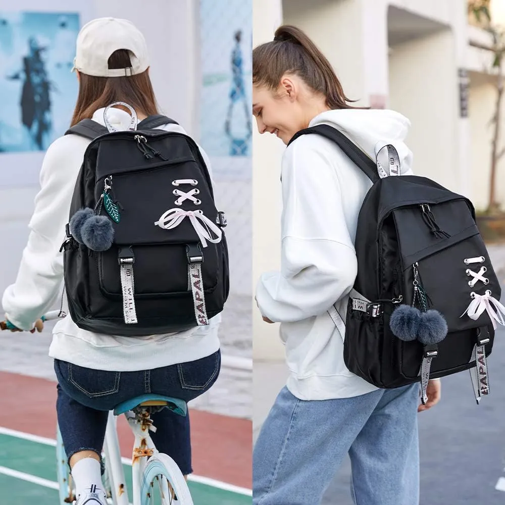 Teenage Girls Bookbag School Backpack Children Casual Daypack Schoolbag for Teens Black