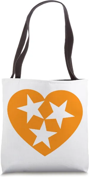 Tennessee Flag Heart Shaped Stars Orange and White Fan Gift Tote Bag