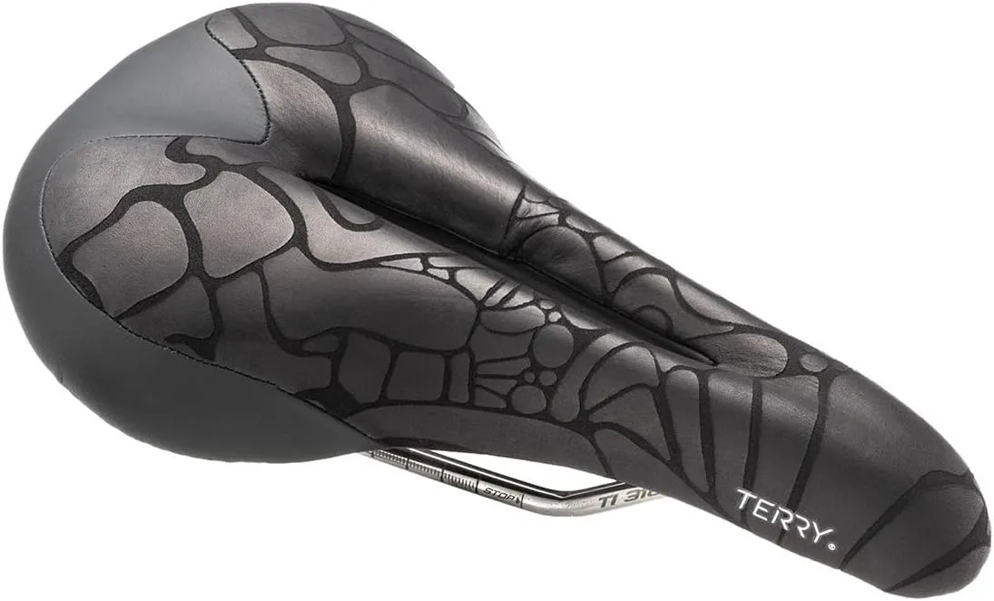 Terry Bike Saddle Womens Butterfly Ti Saddle, Bicycle Seat for Women - Comfortable Flat Top Textured Leather Cover Bike Seat