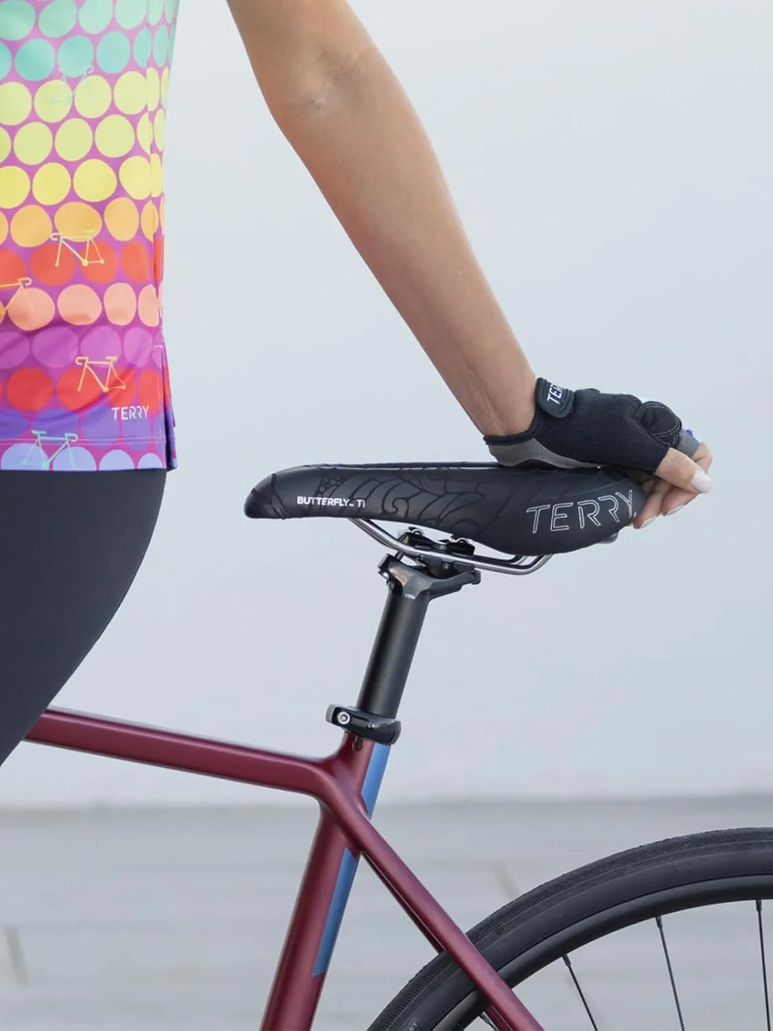 Terry Bike Saddle Womens Butterfly Ti Saddle, Bicycle Seat for Women - Comfortable Flat Top Textured Leather Cover Bike Seat