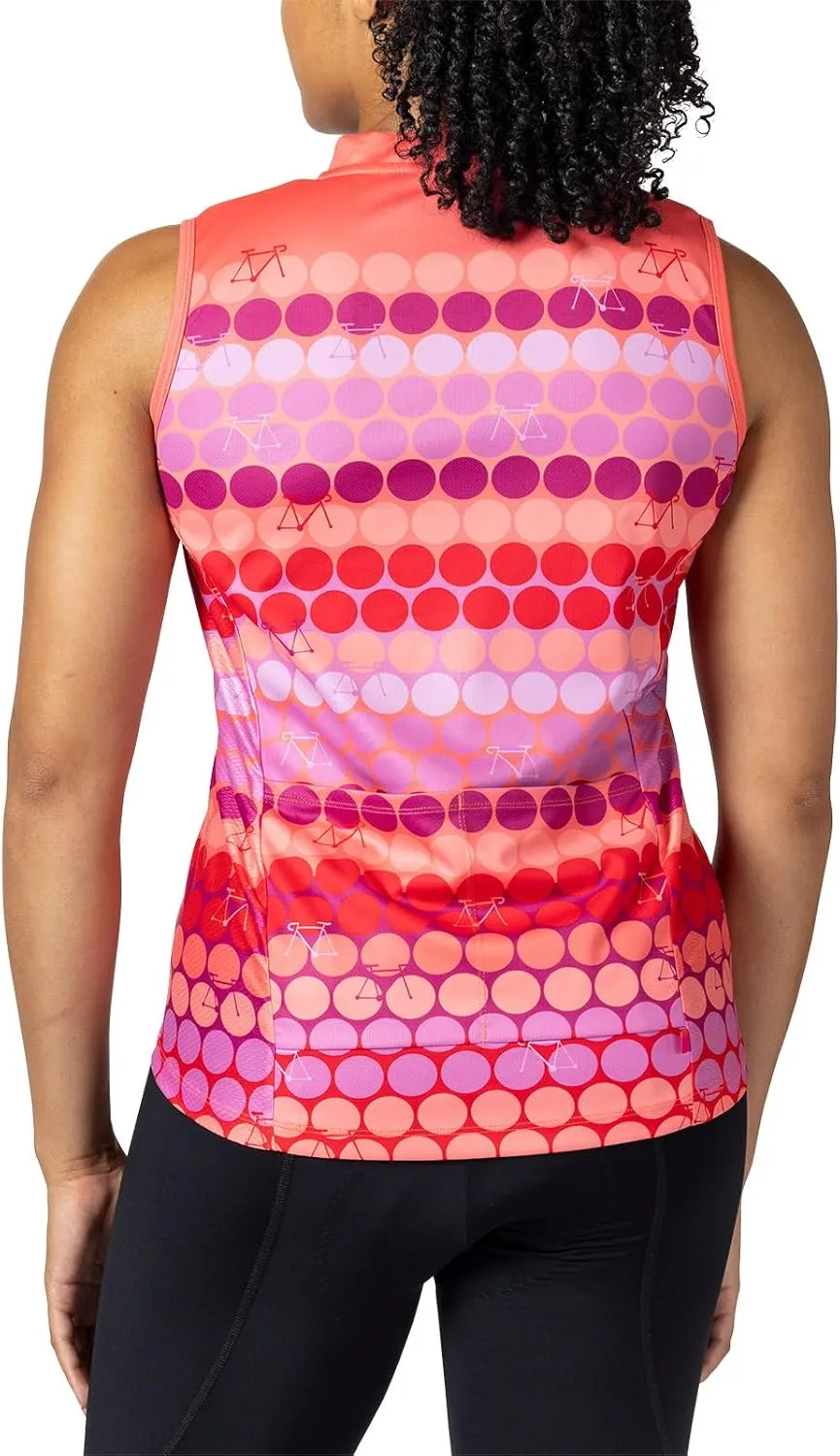 Terry Breakaway Mesh Sleeveless Cycling Jersey Women UPF 50  10 Inch Front Zip Relaxed Fit Tank Reg. & Plus Sizes