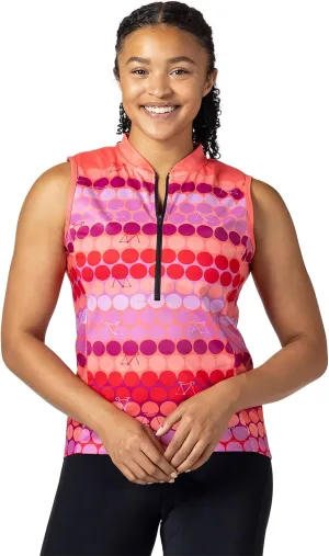 Terry Breakaway Mesh Sleeveless Cycling Jersey Women UPF 50  10 Inch Front Zip Relaxed Fit Tank Reg. & Plus Sizes