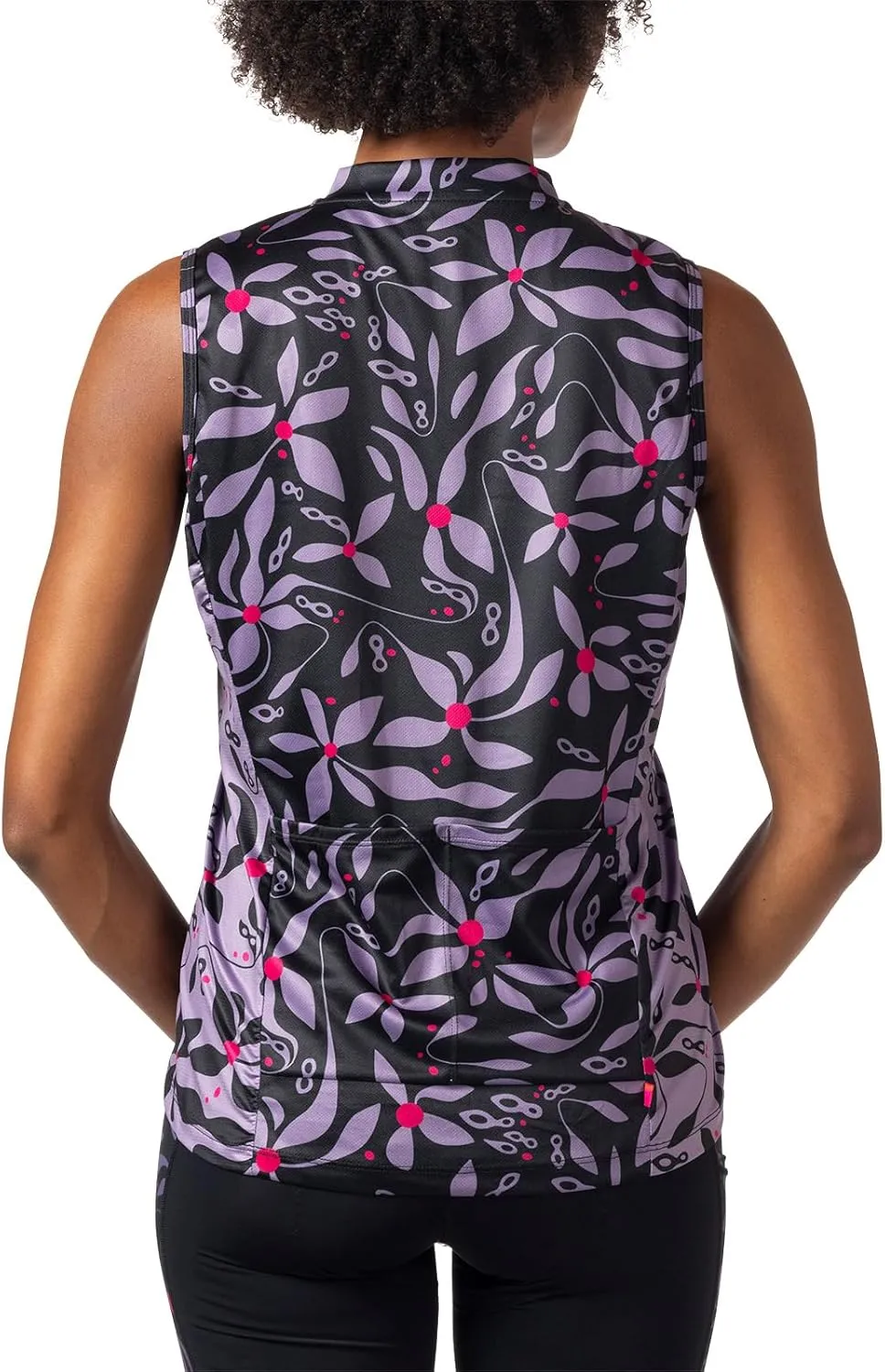 Terry Breakaway Mesh Sleeveless Cycling Jersey Women UPF 50  10 Inch Front Zip Relaxed Fit Tank Reg. & Plus Sizes