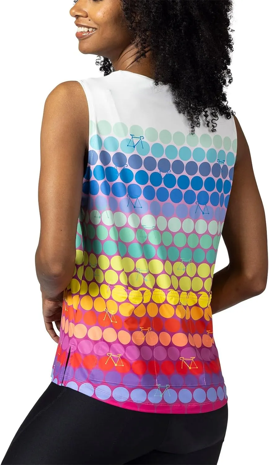 Terry Cycling Jersey Womens Soleil Split Tank Top for Women, UPF 50   Sleeveless Bike Jersey Summer Top