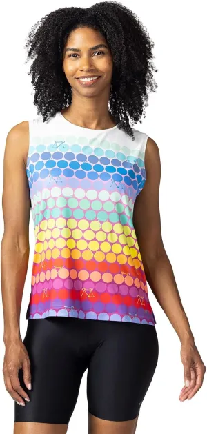 Terry Cycling Jersey Womens Soleil Split Tank Top for Women, UPF 50   Sleeveless Bike Jersey Summer Top