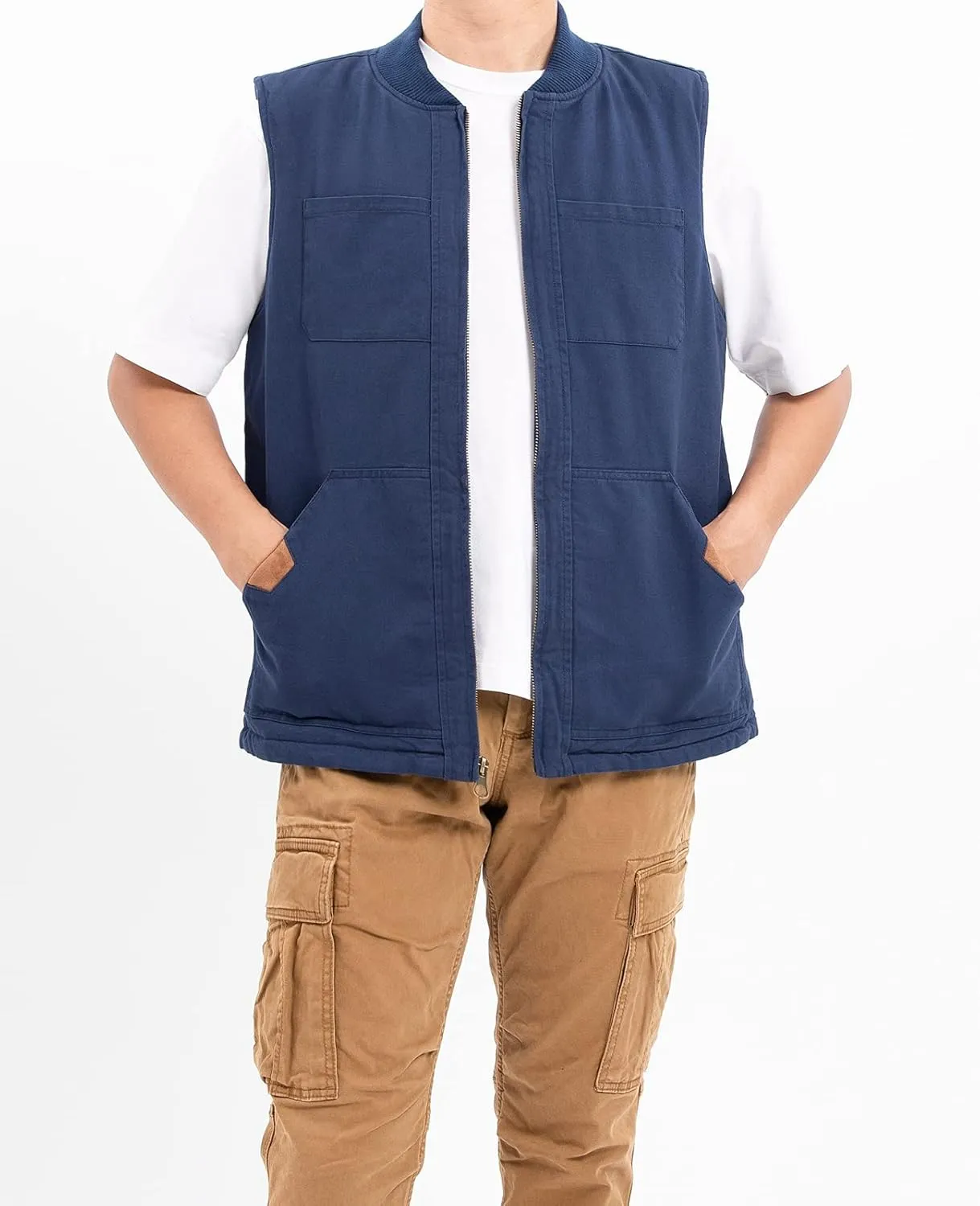 ThCreasa Mens Sherpa Fleece Lined Vest Sleeveless Zip Up Winter Outdoor Travel Fishing Vest Jacket