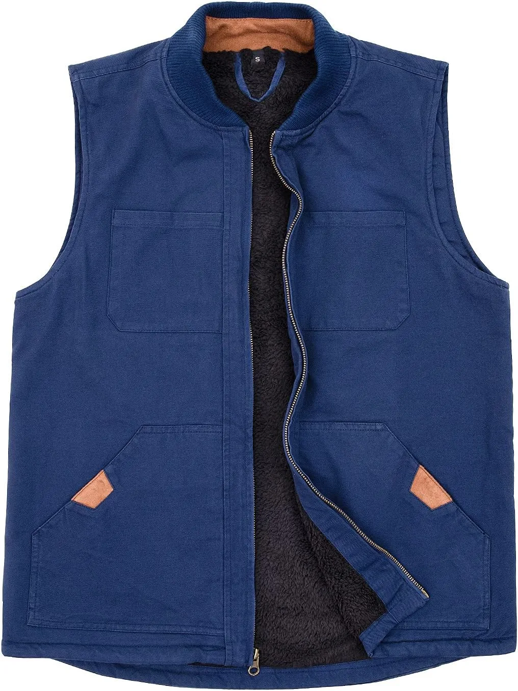 ThCreasa Mens Sherpa Fleece Lined Vest Sleeveless Zip Up Winter Outdoor Travel Fishing Vest Jacket
