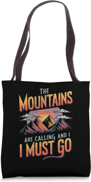 The Mountains Are Calling Retro Hiking Design Tote Bag