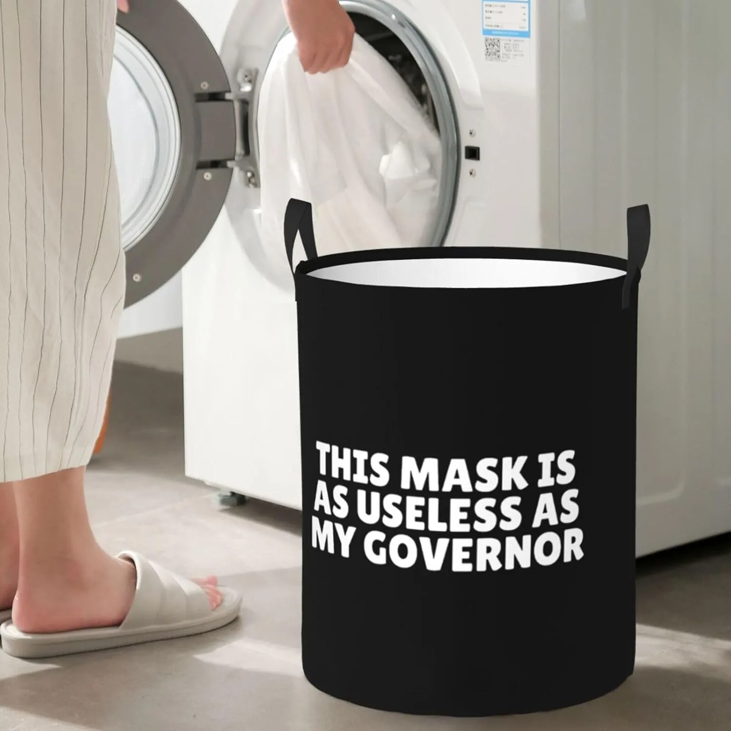 This Mask Is As Useless As The Governor Laundry Basket Round Portable Storage Box Organizer Laundry Basket Portable Laundry Organizer