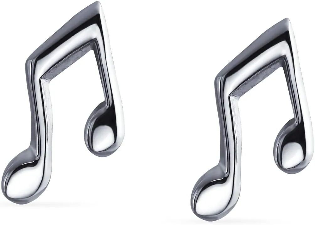 Tiny Dainty Eighth Music Notes Threader Stud Earrings Charm Anklet Bracelet Pendant For Musician Women Teen Teacher Student .925 Sterling Silver