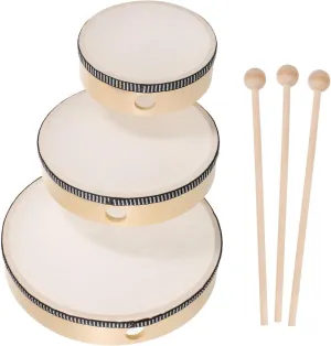 Toddler Drum Sets 6/8/10 Inch Kids Hand Drums Sticks Safe Wooden Frame Music Educational Toys for Kids