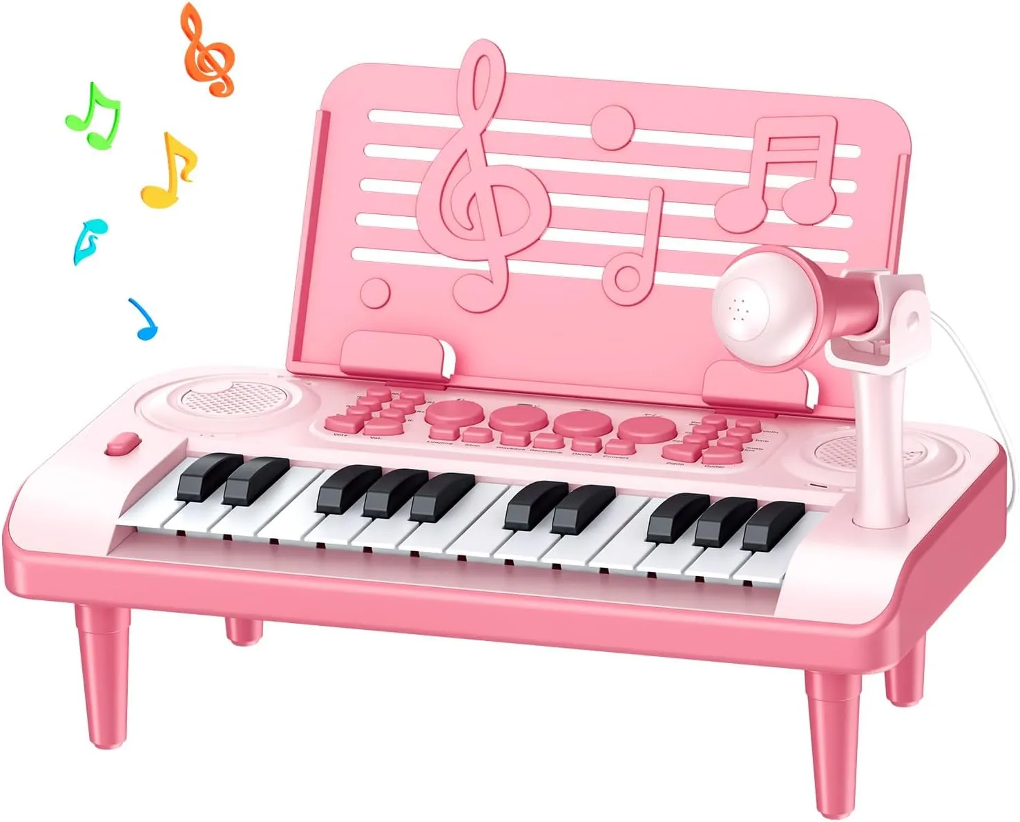 Toddler Piano Toys Gifts for Girl Age 1 2 3-5, Pink Baby Piano Music Toy, Kids Piano with 24 Keys, Microphone and Music Sheet Stand, Ideal Xmas Birthday Gifts for Girls 1 2 3 4 5 Years Old