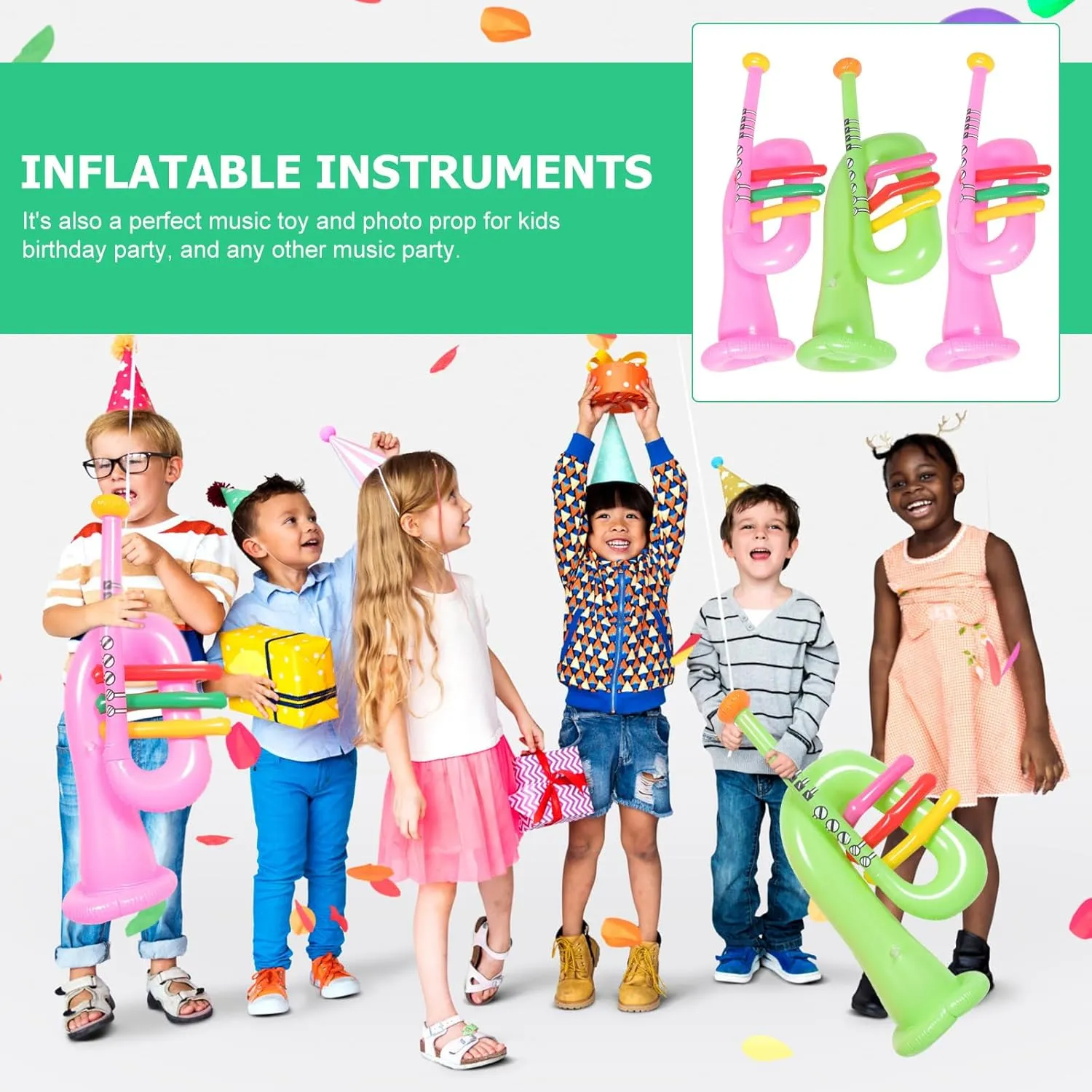 TOYANDONA 6 Pcs Inflatable Musical Instrument Inflatable Instrument Inflatable Banjo Blow up Trumpet Horn Carnival Prizes 80 s Party Decorations Kid Toy Kids Party Supplies Small Child PVC