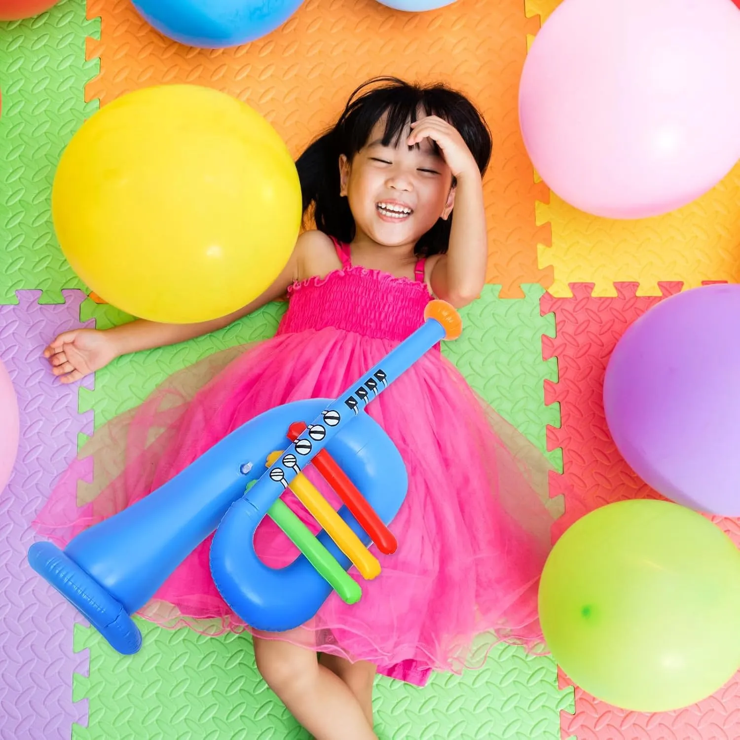 TOYANDONA 6 Pcs Inflatable Musical Instrument Inflatable Instrument Inflatable Banjo Blow up Trumpet Horn Carnival Prizes 80 s Party Decorations Kid Toy Kids Party Supplies Small Child PVC