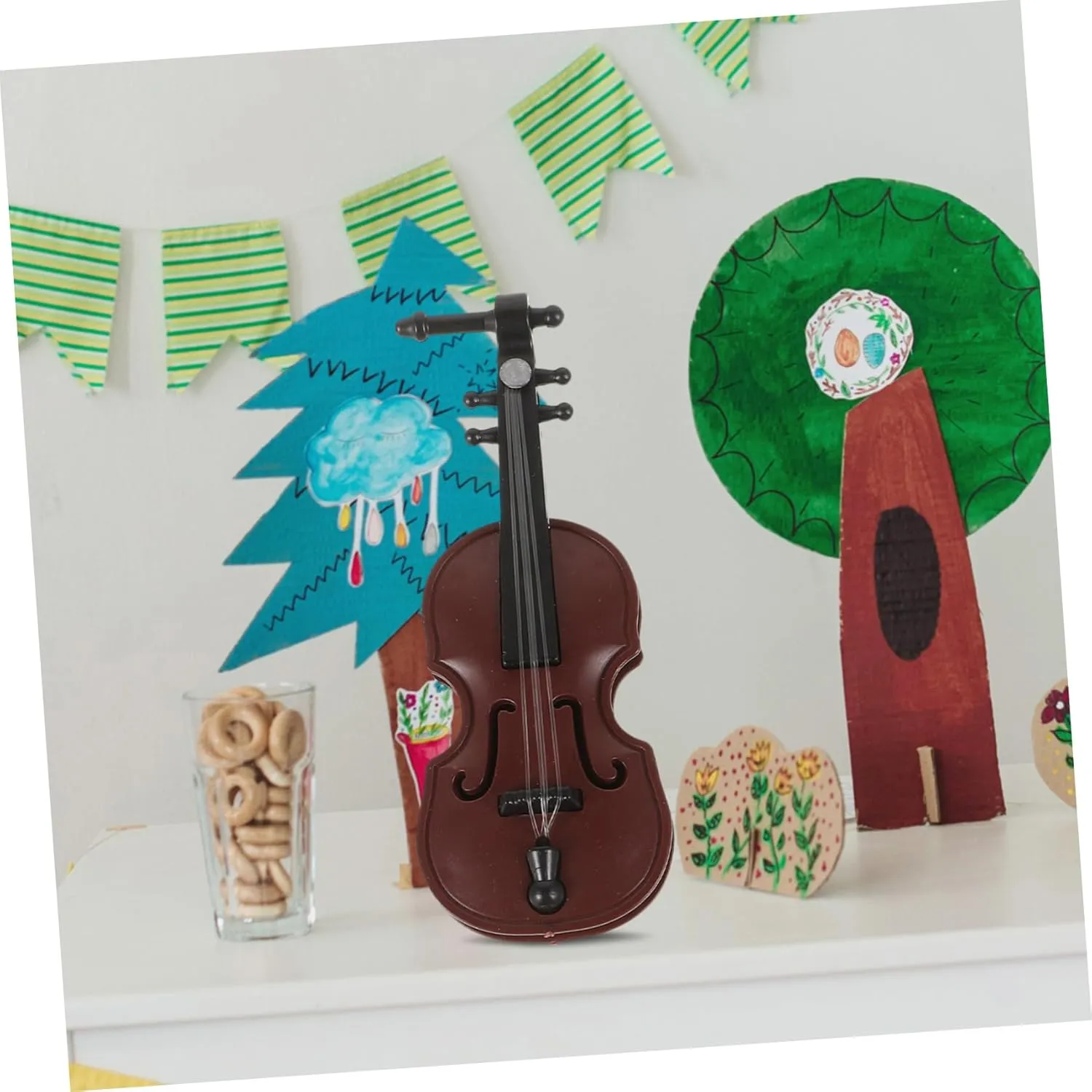 Toyvian 5sets Miniature Musical Instrument Model for Dollhouse Decoration of Realistic Piano Violin and Drum Accessories Miniature Props for Crafting and Landscaping