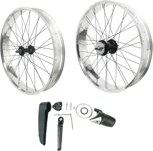 Tracer WH-2640RK3i-PLS-B Cruiser Bicycle Wheel Set 26" x4.0 Polished High Strength Aluminum Fat Rims with Sturmey Archer Inter-3 Speed Disc Brake Hub   Shifter Installation kit TSS33 SX-Rk3