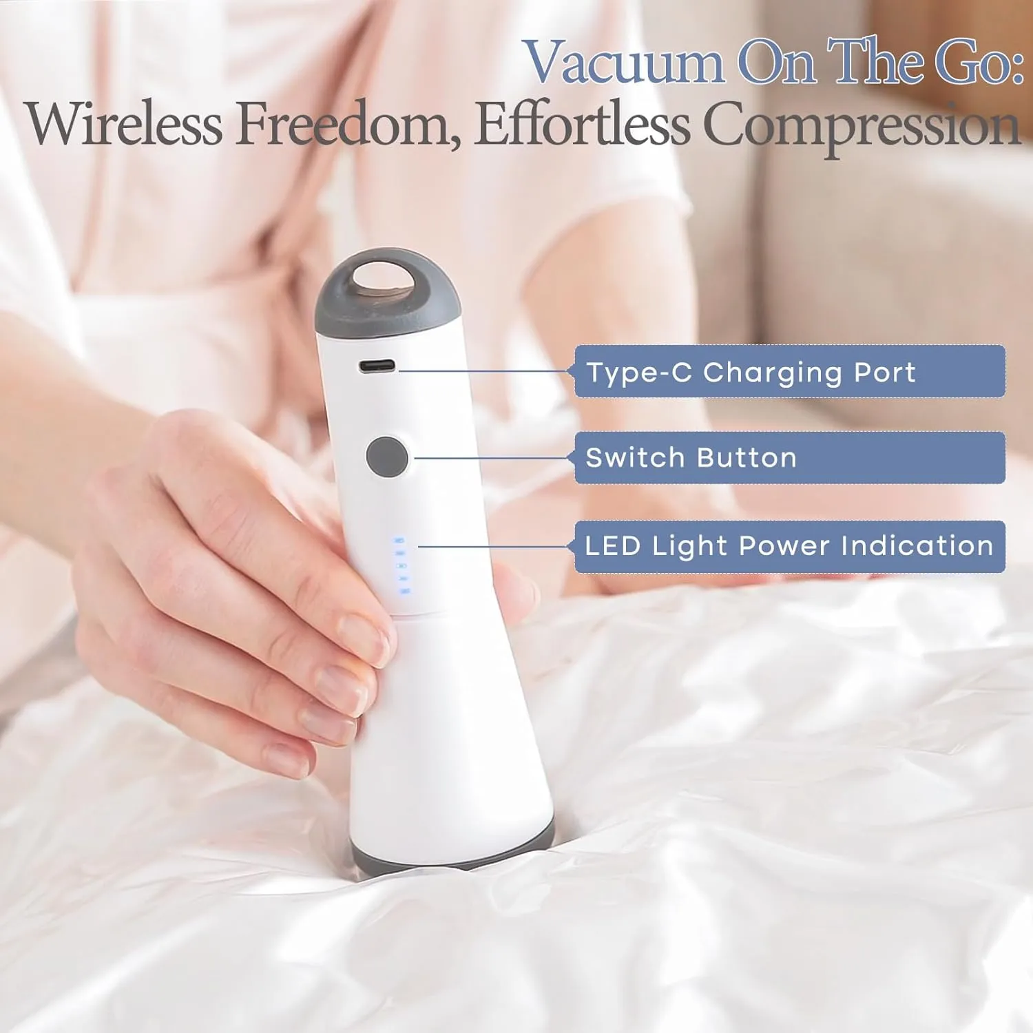 Travel Vacuum Bags with Wireless Charging Air Pump, 12 Pack Vacuum Storage Seal Bags for Clothing(4 Large 4 Medium 4 Small), Compression Packing for Clothes Suitcase Luggage