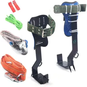 Tree Climbing Spike Set, Tree Climbing Gear with Safety Adjustable Belt Lanyard Rope Rescue Belt 2 Gears Tree Climbing Spikes for Picking Fruit, Climbing Trees and Outdoor Sports