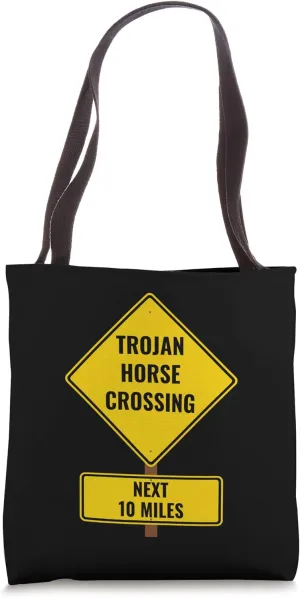 Trojan Horse Crossing Tech Humor Bug Computer Virus Tote Bag