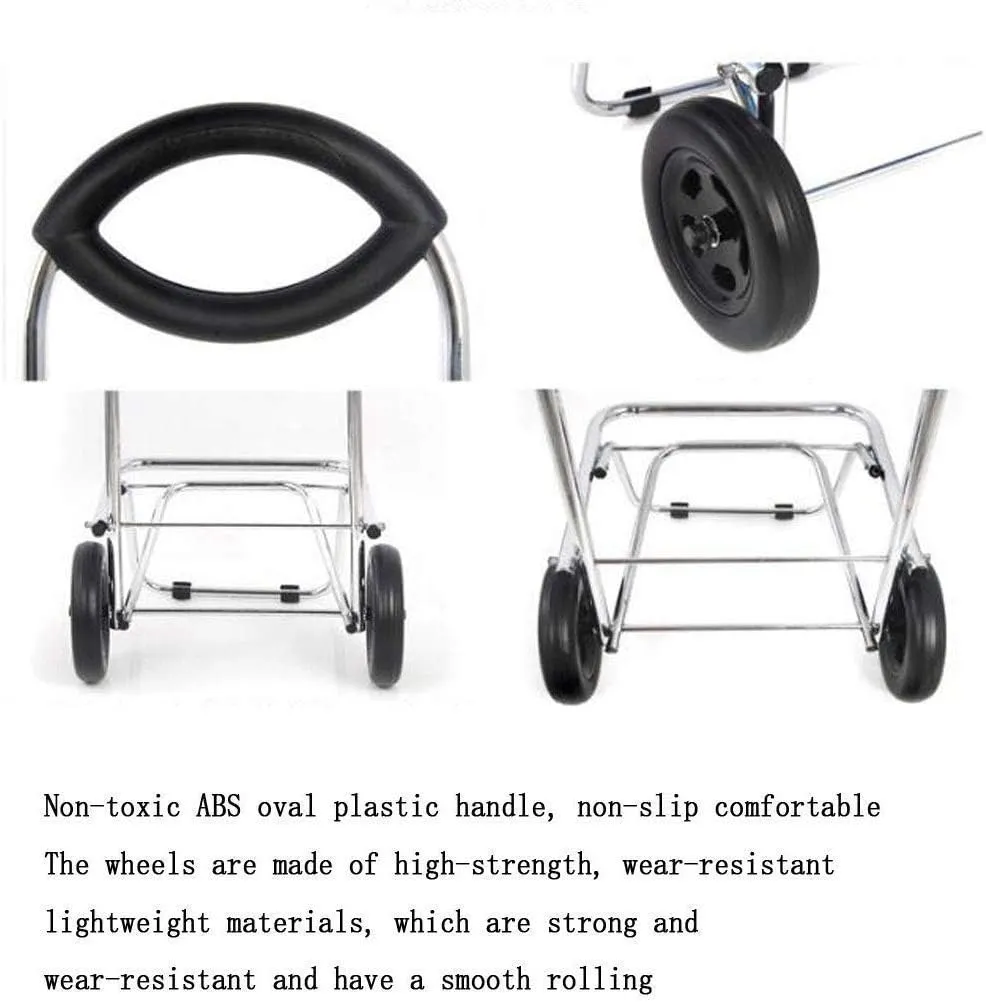Trolley Shopping Trolley Lightweight Folding Trailer 2 Wheel Push-Pull Cart,Large-Capacity Waterproof Storage Bag Outdoor Travel Red