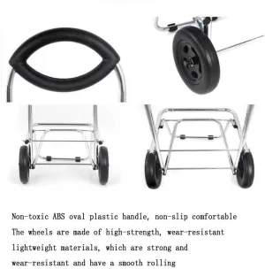 Trolley Shopping Trolley Lightweight Folding Trailer 2 Wheel Push-Pull Cart,Large-Capacity Waterproof Storage Bag Outdoor Travel Red