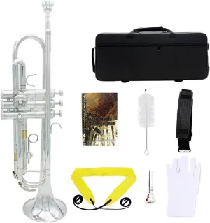 Trumpets Instrument Professional Trumpet Brass Musical Trumpette Wind Instrument with Mouthpiece Accessories Case Trompeta