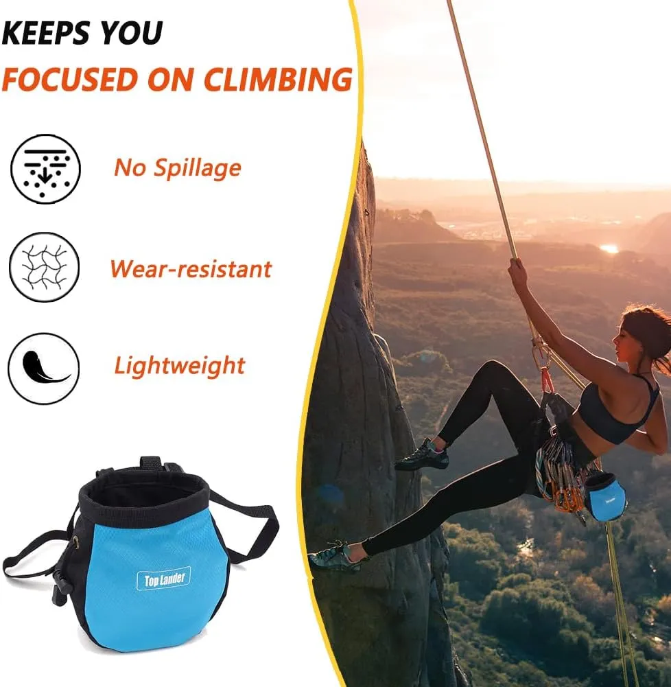 TUMECOS Chalk Bag for Rock Climbing,Non-Slip Chalk Storage Bag, Reusable Waist Bag for Bouldering, Gymnastics