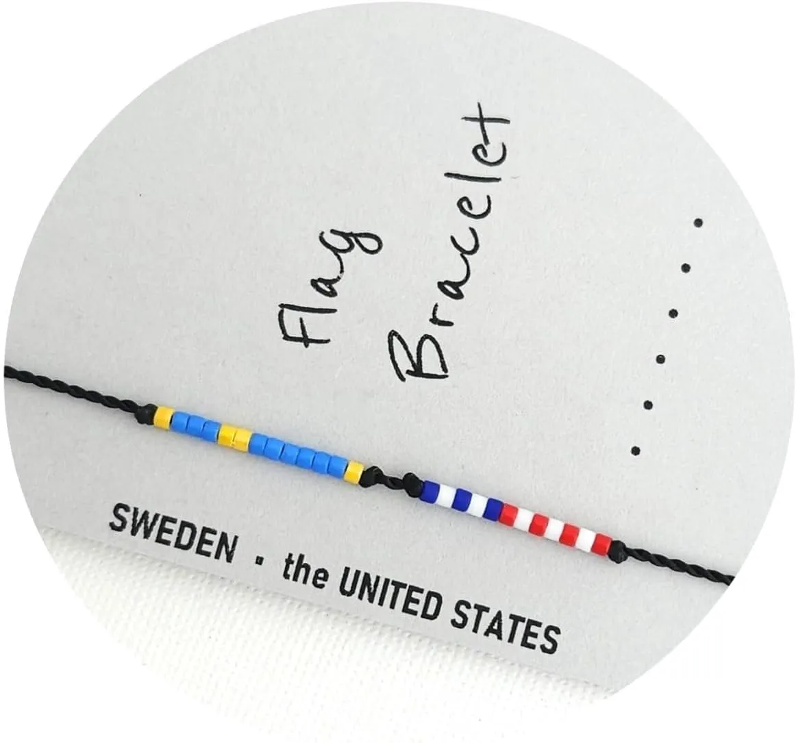 Two Country Bracelet Swedish American Long Distance 2 Homes Gift Delicate Customizable Bracelet Exchange Student Gift
