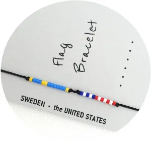Two Country Bracelet Swedish American Long Distance 2 Homes Gift Delicate Customizable Bracelet Exchange Student Gift