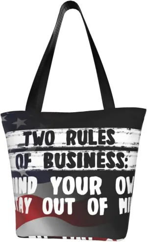 Two Rules Of Business, Mind Your Own Fashion Shoulder Bag Large Capacity For Man Or Woman