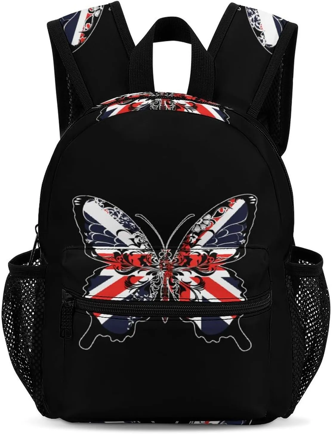 UK Flag Butterfly Britain 13 Inch Backpack Waterproof Lightweight Travel Backpack Purse Hiking Daypack