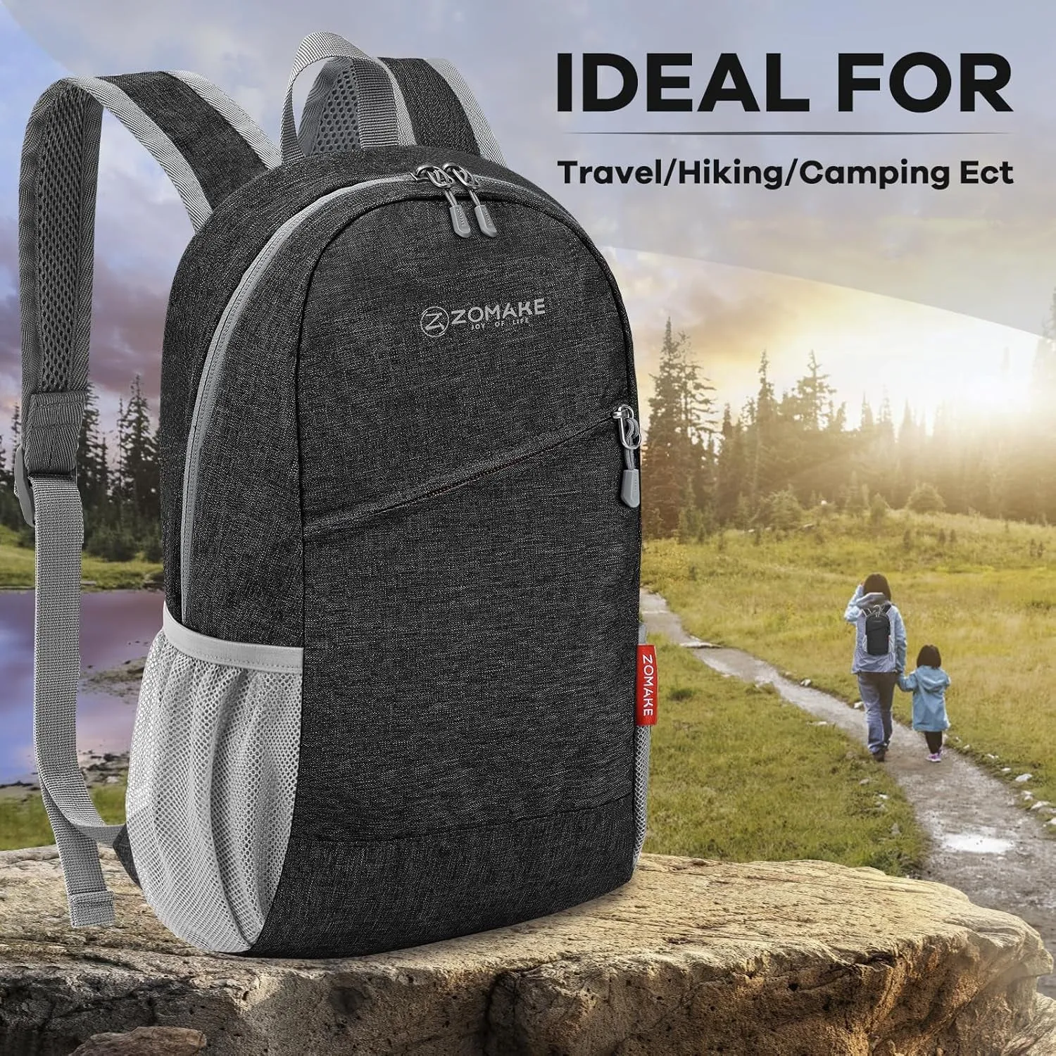 Ultra Lightweight Packable Backpack 10L, Small Daypack Light Foldable Backpacks Water Resistant Day Bag for Hiking(Black)