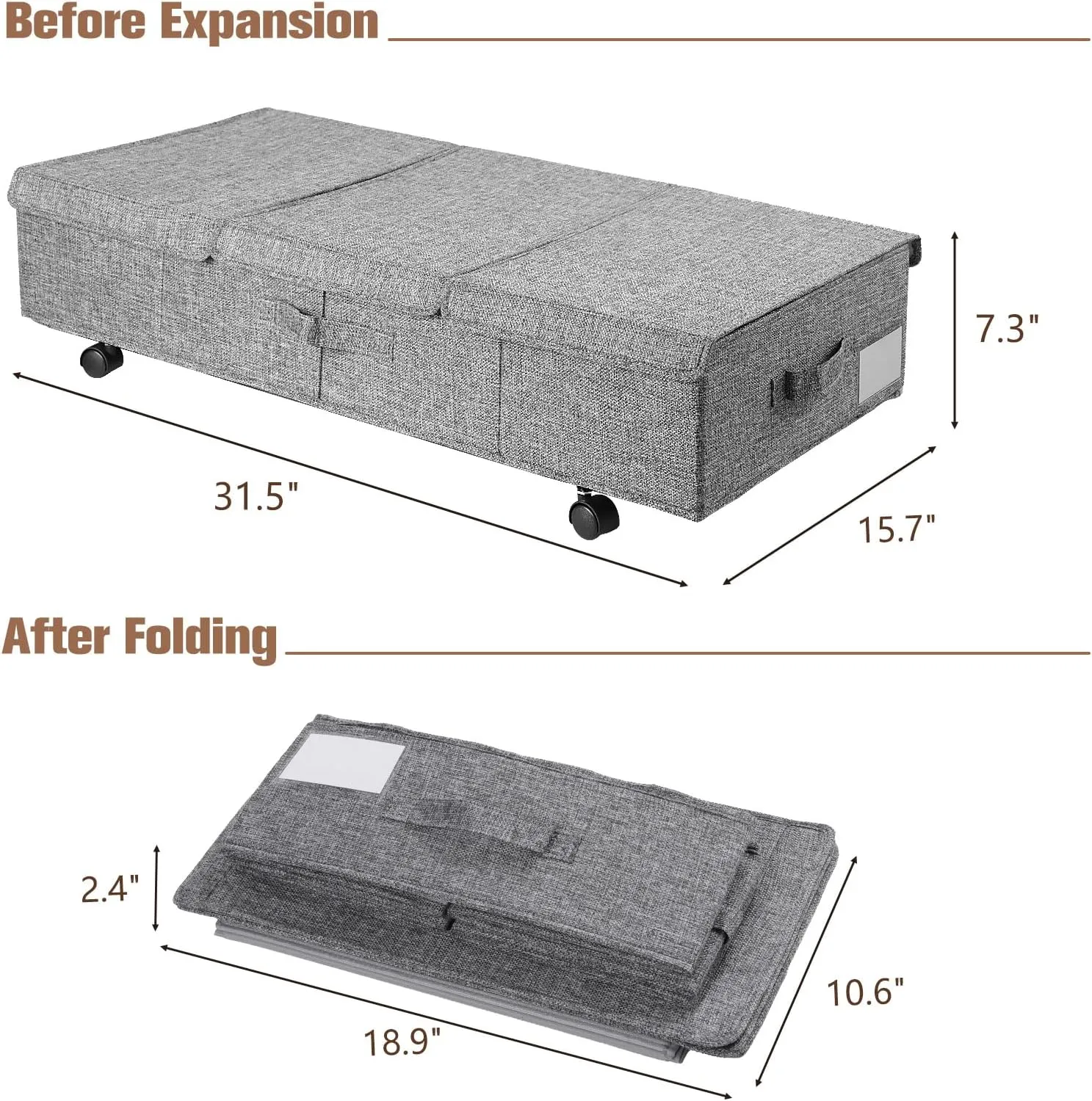 Under Bed Storage with Wheels 2 Pack Large Underbed Storage Bins with Lids Rolling Shoe Storage with Metal Bottom Support and Handles Clothing Storage for Bedroom Dorm Blanket Comforter Sheet Clothes