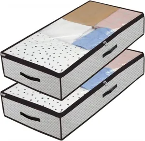 Under Bed Storage Zippered Underbed Storage Bags With Foldable Clothes Bag for Blanket, Towels, Clothes