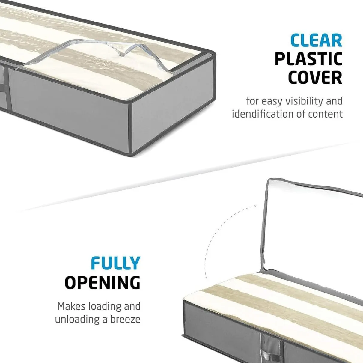 Underbed Storage Organizer Bags For Blankets, Comforter, Clothing, Shoes