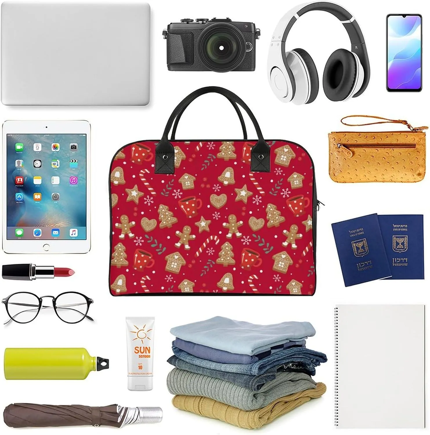 Unisex Casual Nylon Santa Gifts Simple Handbag for Travel 13" X 19" X 8"