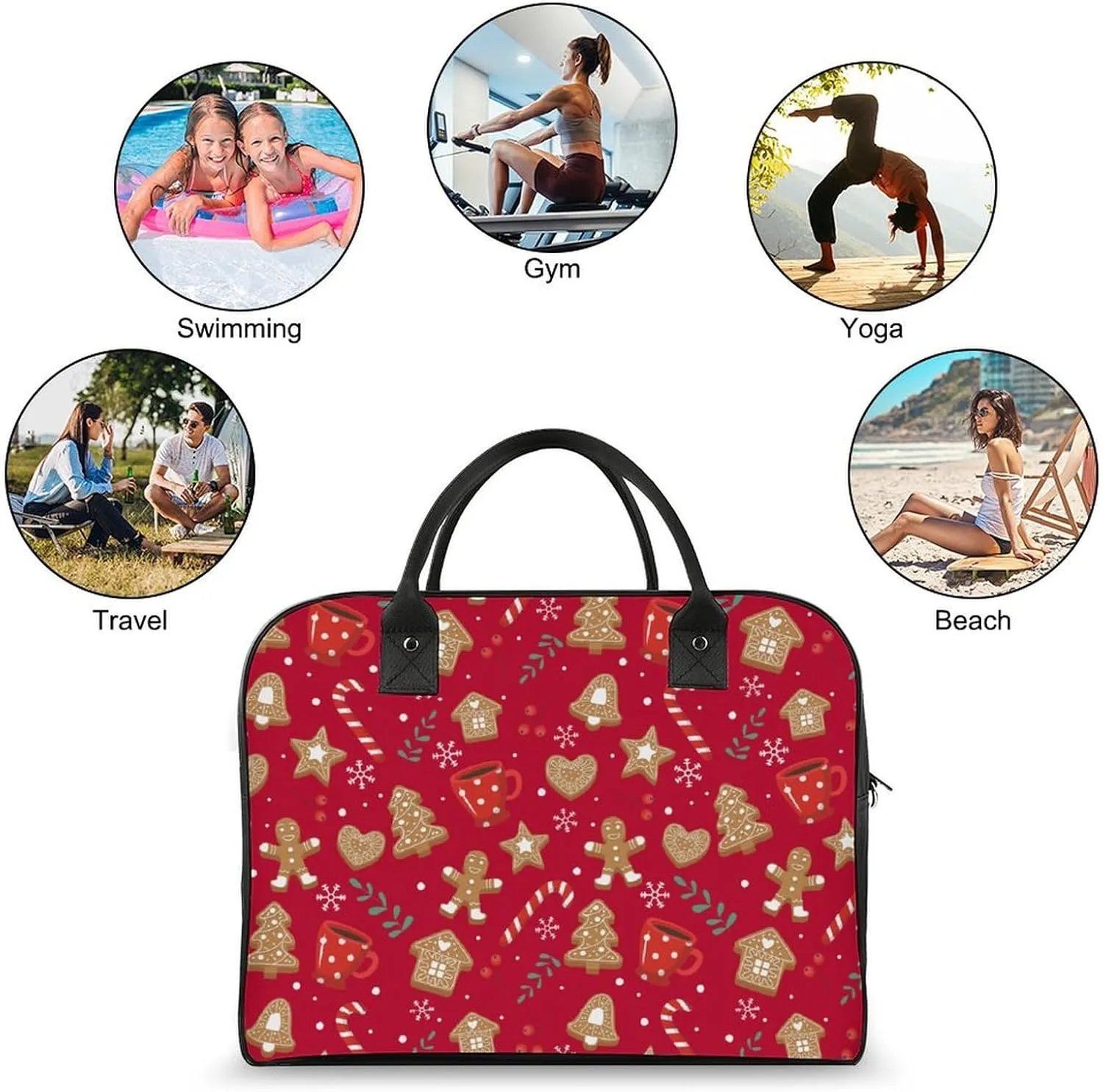 Unisex Casual Nylon Santa Gifts Simple Handbag for Travel 13" X 19" X 8"
