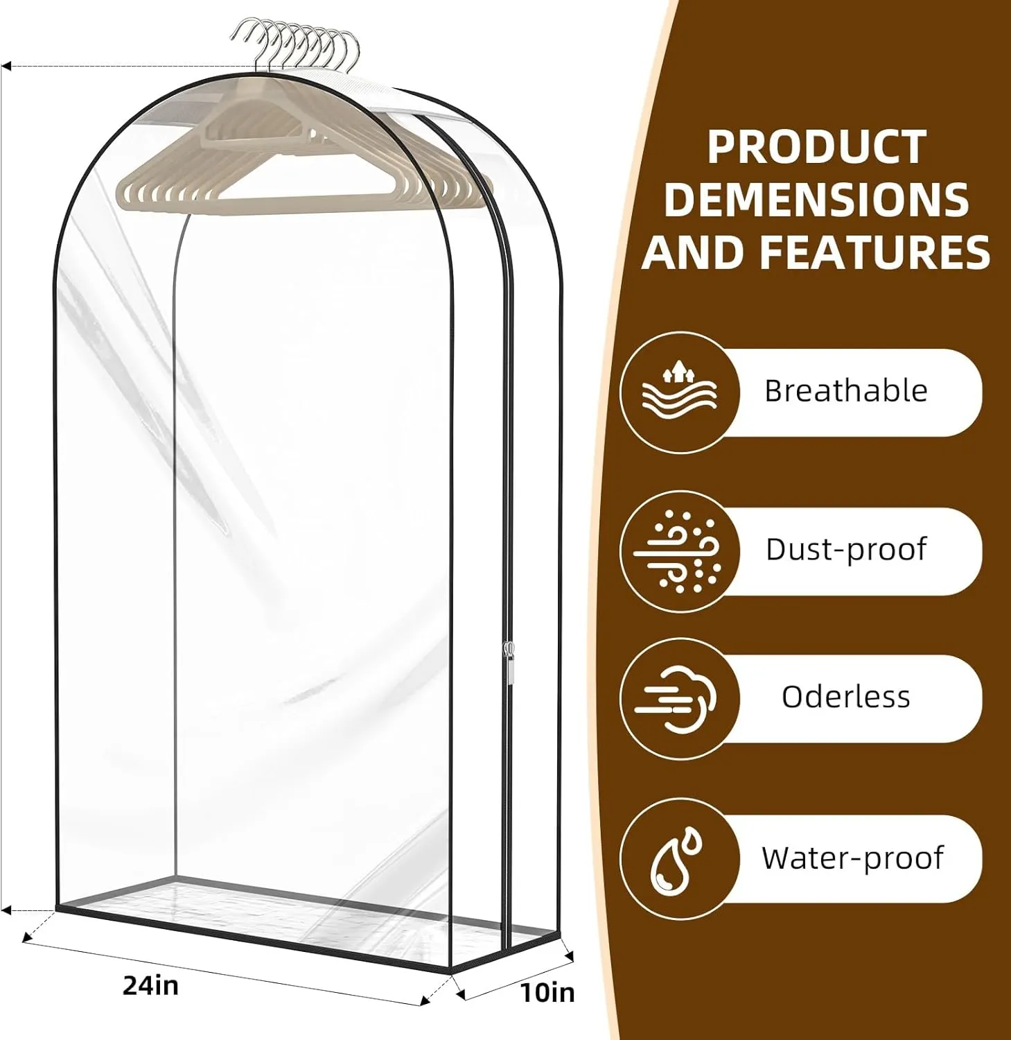 Upgraded Thickened Clear Garment Bags for Hanging Clothes 4 Packs, 10“ Gusseted Clothes Hanging Storage Bags for Closet, Shirts, Coats, Dresses (32 & 40 inch)