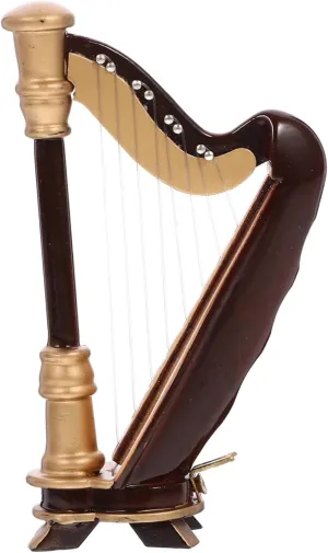UPKOCH Mini Wooden Harp Model Musical Instrument for Miniature Decor Dollhouse Ornament Design for Micro Landscape Fairy Tale Gardens