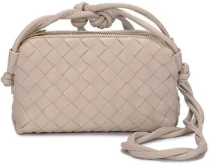 UPSONG Woven Crossbody Bags for Women，Fashion Leather Lightweight Handbags Shoulder Bag Phone Purse Ladies Messenger Bag