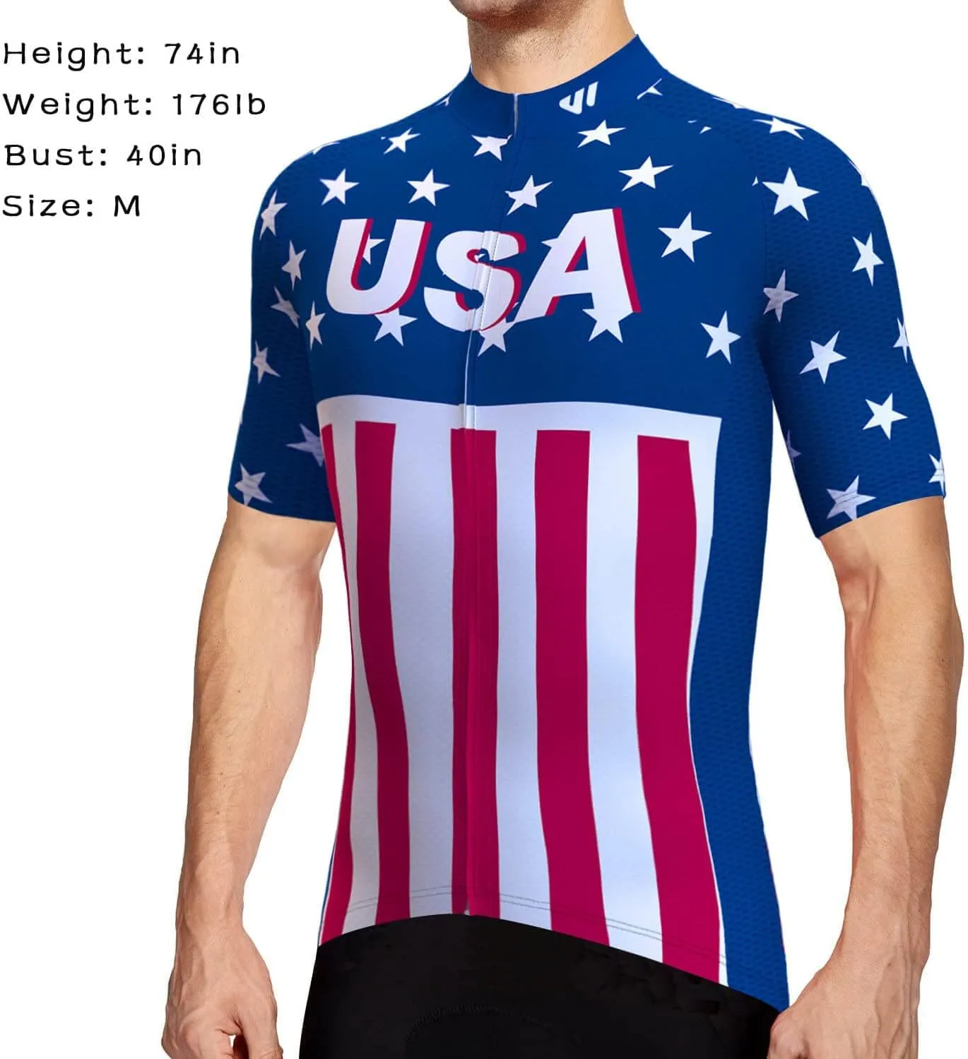 USA Cycling Jersey Men Short Sleeve Bike Biking Shirts American Flag Road Bicycle Clothing Full Zip with Pockets